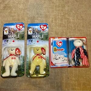 Set of three vintage 1990s beanie baby bears from McDonald’s
